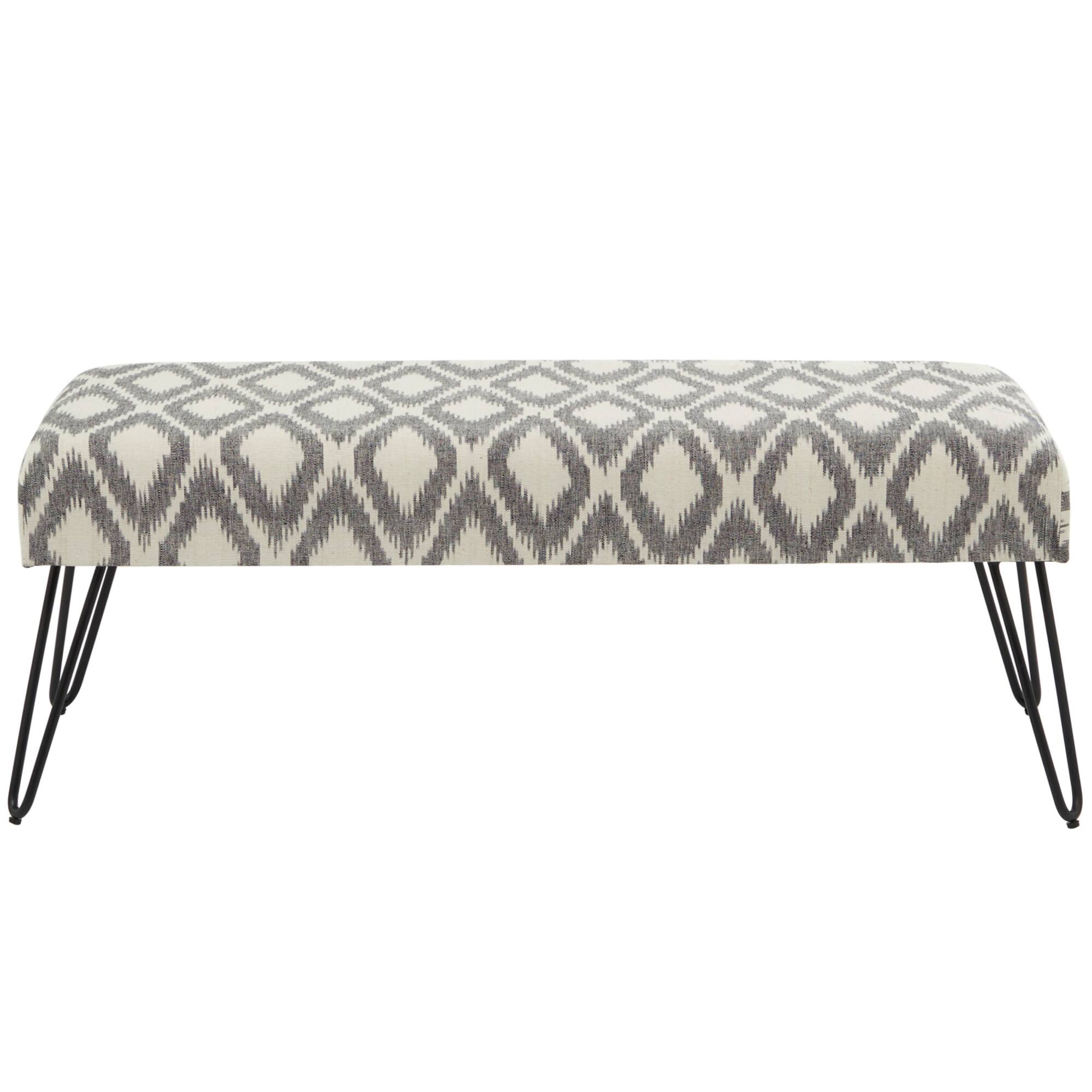 47" Gray Metal Diamond Bench with Metal Hairpin Legs